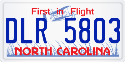 NC license plate DLR5803