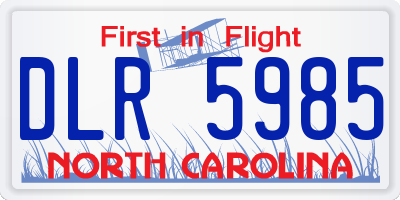 NC license plate DLR5985