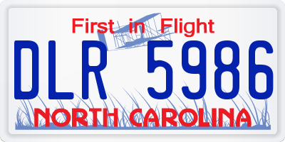 NC license plate DLR5986