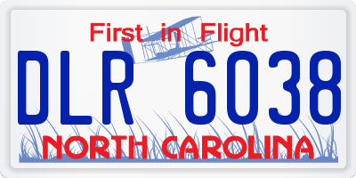 NC license plate DLR6038