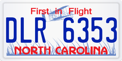 NC license plate DLR6353
