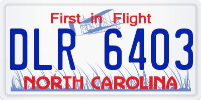 NC license plate DLR6403