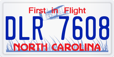 NC license plate DLR7608