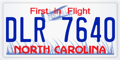 NC license plate DLR7640