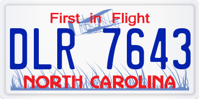 NC license plate DLR7643