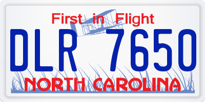 NC license plate DLR7650