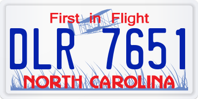 NC license plate DLR7651