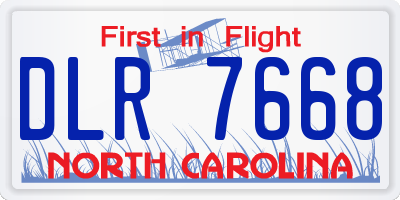 NC license plate DLR7668