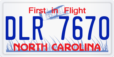 NC license plate DLR7670
