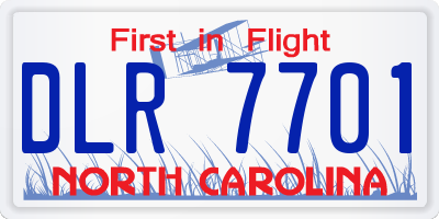 NC license plate DLR7701