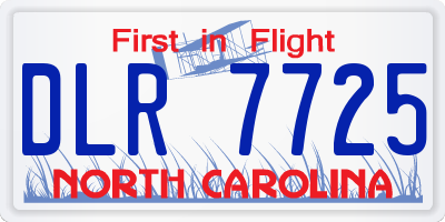NC license plate DLR7725