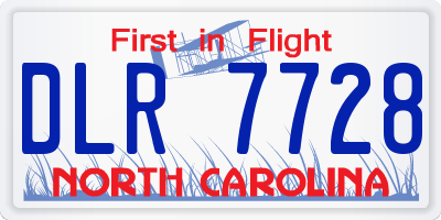 NC license plate DLR7728