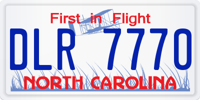 NC license plate DLR7770