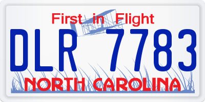 NC license plate DLR7783