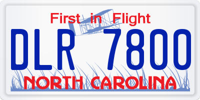 NC license plate DLR7800
