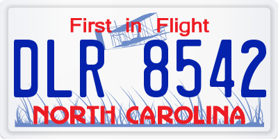 NC license plate DLR8542