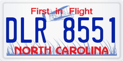 NC license plate DLR8551