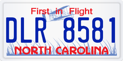 NC license plate DLR8581
