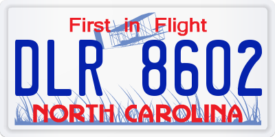 NC license plate DLR8602
