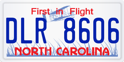 NC license plate DLR8606
