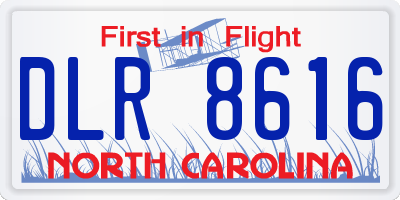 NC license plate DLR8616