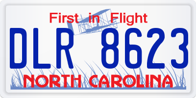 NC license plate DLR8623