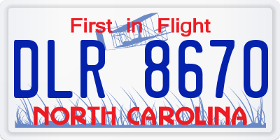 NC license plate DLR8670