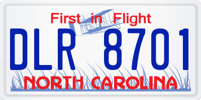 NC license plate DLR8701