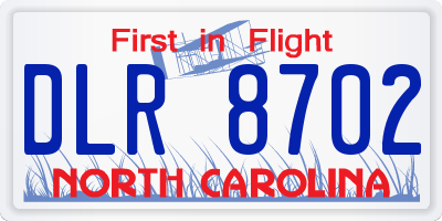 NC license plate DLR8702