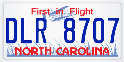 NC license plate DLR8707