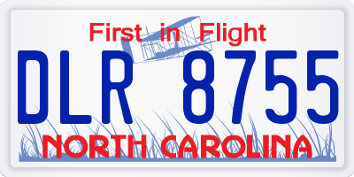 NC license plate DLR8755