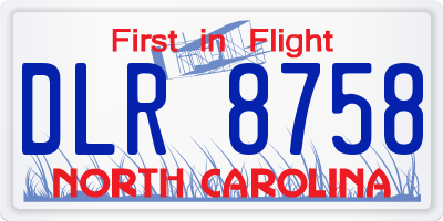 NC license plate DLR8758