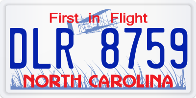 NC license plate DLR8759