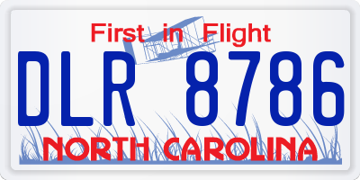 NC license plate DLR8786