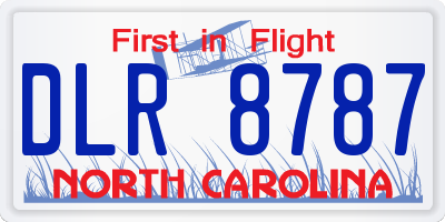 NC license plate DLR8787