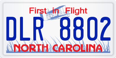 NC license plate DLR8802