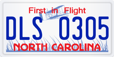 NC license plate DLS0305