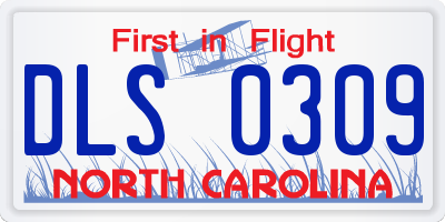NC license plate DLS0309