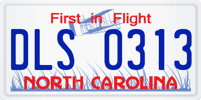 NC license plate DLS0313