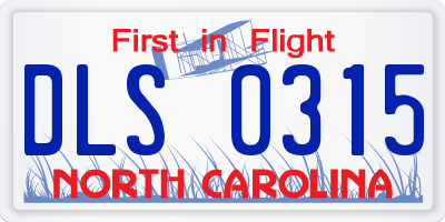 NC license plate DLS0315