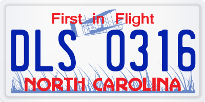 NC license plate DLS0316