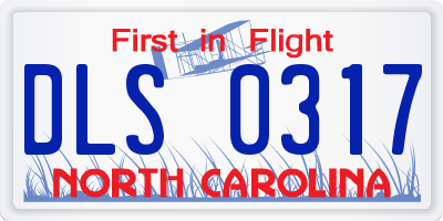 NC license plate DLS0317