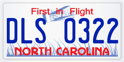 NC license plate DLS0322
