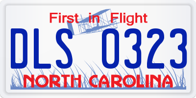 NC license plate DLS0323