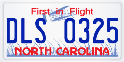 NC license plate DLS0325