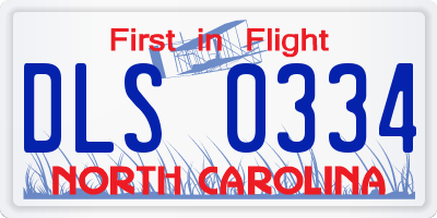 NC license plate DLS0334