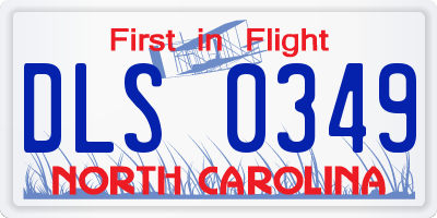 NC license plate DLS0349