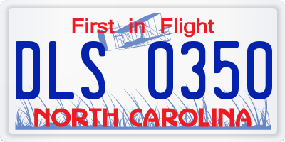 NC license plate DLS0350