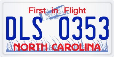NC license plate DLS0353