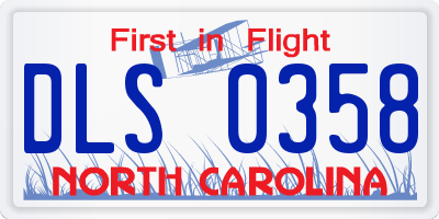 NC license plate DLS0358